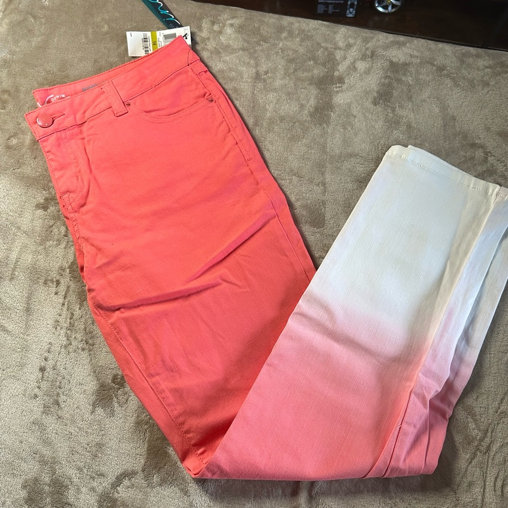 INC International Concepts Pink and White Ombre Skinny Jeans